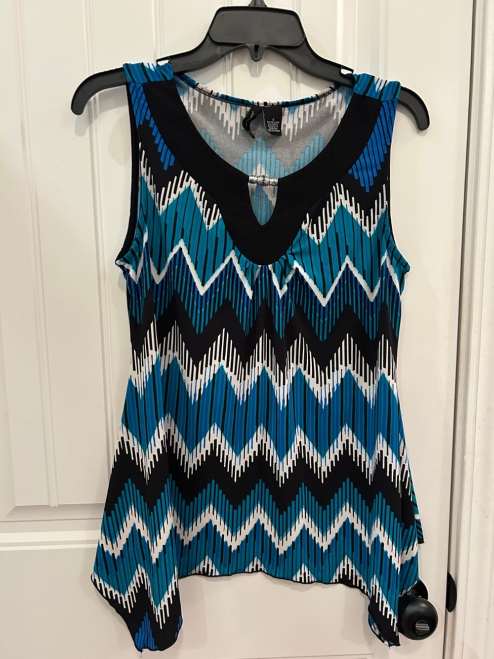 new directions Teal and Black Chevron Keyhole Tank